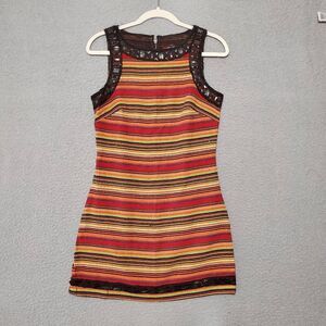 New Romantics Free People Women’s Tangerine Rainbow Serape Mexican Dress 4